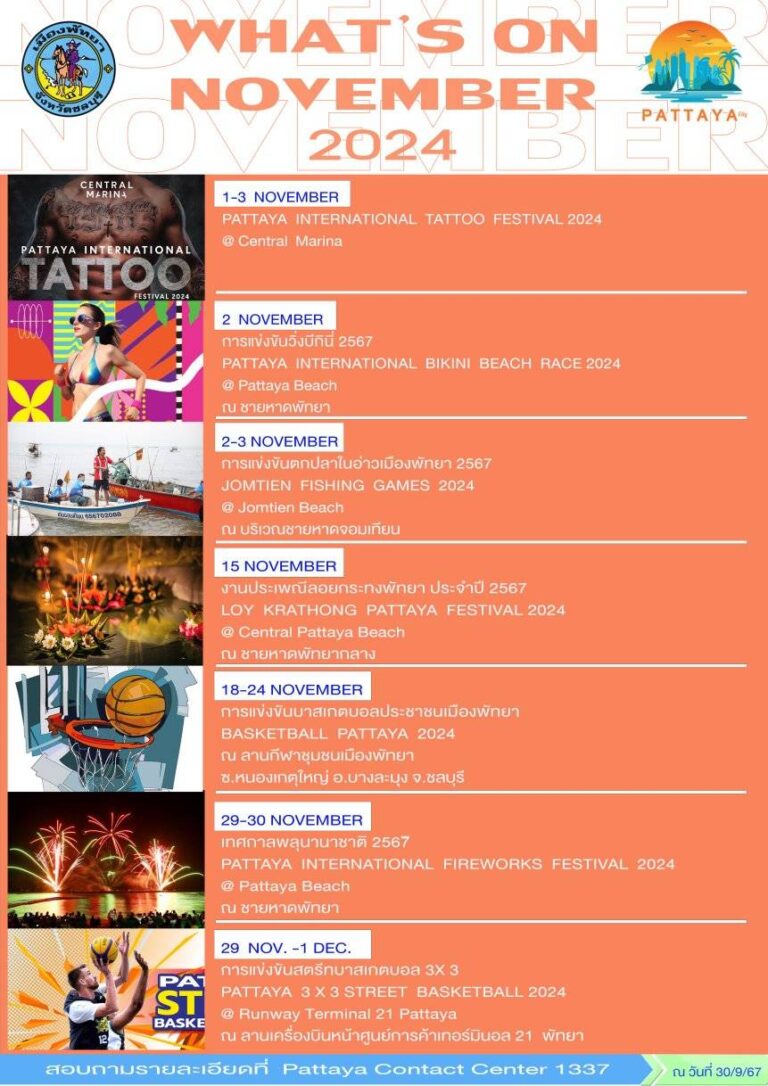 กิจกรรมสุดว้าว ตลอดเดือนพฤศจิกายนนี้ ที่เมืองพัทยา