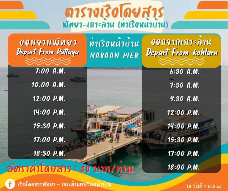 ตารางเรือเกาะล้าน2567